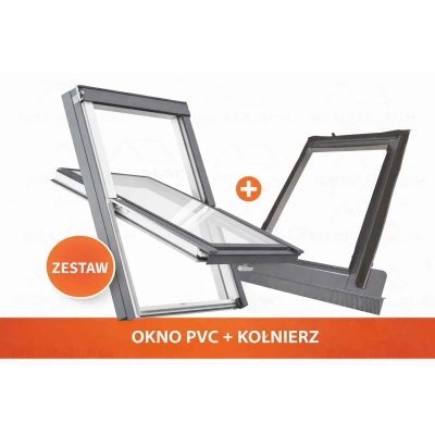 RoofLITE+ Zestaw okna dachowego TRIO PVC - 3 szybowe + kołnierz TFX uniwersalny